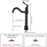 High Bathroom Faucet 360 Degree Rotation Rotatable Countertop Mixer, Retro Classic Bathroom Faucet V1189-LC-LY-00032