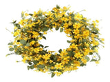 20 Inch Artificial Yellow Wreath Silk Floral Spring Summer Garland For Front Door Window Wall Porch V1192-AZ-W-27958