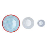 12Pcs/Set Household Dinnerware Light Blue Grid Cup Bowl Plate for Home Kitchen Restaurant V1294-YM0901-3118210179111