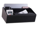 Multifunction Tissue Box Black Multiple Compartments Durable PU Leather Rectangular Tissue Box Cover V1294-YM0706-3117230244811