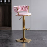SERENIT Pink Velvet Seat Kitchen Breakfast Bar Stools Counter Height Barstools with Back Cushioned V255-GP1763-PINK