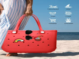 EVA Beach Tote Bag for Swimming, Pool & Travel Waterproof Washable Rubber Handbag with 2 Random V1107-CS-STDDBHS