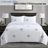 100% Cotton Lightly Quilted Coverlet Set Colorado Blue King V442-STT-COVERLET-COLORADO-BLUE-KI