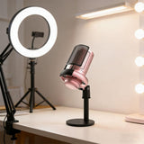 USB Condenser Gaming Microphone with RGB Lighting Adjustable Stand for Recording Streaming Pink V1263-JX-7251-1