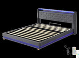 Levede King Bed Frame Gas Lift Storage LED Light USB BF1065-K