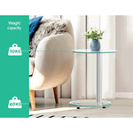 Artiss Coffee Table Oval Tempered Glass Side End Beside Tables Cafe 45cm TV-MOUN-TAB-T01-TP