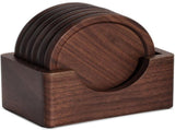 Wood Drink Coasters with Holder, 6 Pieces Wooden Coasters Cup Coaster Set for Bar Kitchen Home V1366-AZ2-W-07681