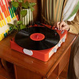 Gadhouse Brad MKII Record Player - Tangerine + Bundled Record Storage Crate V398-GAD0105-BSC