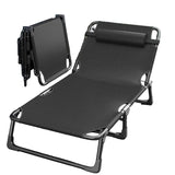 Foldable Oxford Cloth Sun Lounger with Headrest V728-LP601101700858127