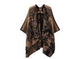 Fashion Series Warm Knitted Poncho, Premium Faux Cashmere Fabric, Classic Warm Brown V1221-XM-LB2123-ZS57