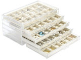 Transparent Acrylic 5-Layer 90-Grid Jewelry Storage Box, Clear Earring Case with Adjustable Velvet V1192-AZ-W-18421