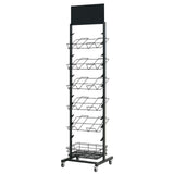 12 Tier Placemat Brochure Magazine Newspaper Display Rack Storage Stand on Wheels - Black Frame V563-99775