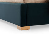 Austin Bed Frame Polyester Turquoise Fabric Padded Upholstery High Quality Slats Polished Stainless V43-BED-AUS-KBU