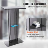VEVOR Acrylic Podium, 47" Tall, Acrylic Podium Stand with Wide Reading Surface & Storage Shelf, V952-CTSJTHSTMYK47UDDCV0
