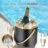 3L Stainless Steel Double-Wall Vacuum Ice Bucket with Lid & Tongs Home & Commercial Champagne V1232-BXGBT-001