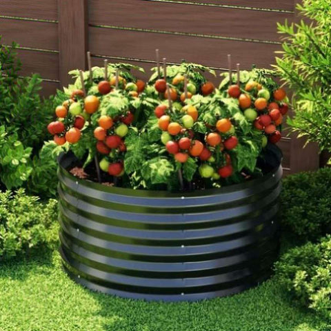 Green Fingers Garden Bed 90X45cm Round Latches Planter Box Raised Galvanised Herb GARDEN-AG-ROU-9045-B