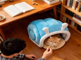 Snail Shape Enclosed Cat Bed Cave, Warm Cozy Hideaway Nest For Indoor Cats Kittens Small Dogs Winter V1369-AZ3-W-15153