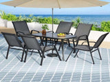 Gardeon 7PC Outdoor Dining Set Table and Chairs Patio Furniture Garden Bistro Set Grey FF-DINING-120-7PCS-GE