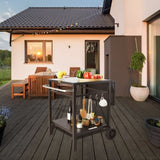 Outdoor Grill Dining Cart with Double-Shelf, 55*55cm BBQ Movable Food Prep Table, Multifunctional V952-JSHWBCTC5565WNHR1V0