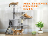 CARLA HOME 134cm Cat Tree for Indoor Cats with Hammock, Plush Perch & Sisal Scratching Posts for LSB-36378