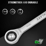 SWANLAKE 12Pcs Metric Ratcheting Spanner Set 6-18mm CR-V Steel 72-Tooth Holder V465-66114