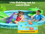 Bestway Kids Inflatable Splash Play Pool with Slide Ball Crocodile Fishing Net BW-POOL-PLAY-53166