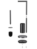 Freestanding Toilet Brush and Toilet Paper Holder Set Metal Bathroom Loo Brush Roll Stand with Round V1161-860069