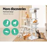 i.Pet Cat Tree 141cm Tower Scratching Post Scratcher Condo Wood House Bed Beige PET-CAT-PCT63-BE