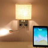 Bedside Wall Lamp with Flexible USB LED Reading Light, E27 Swing Arm Holder, 1 USB Port V1188-MS-520-080