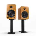 Kanto YU4 140W Powered Bookshelf Speakers with Bluetooth and Phono Preamp - Pair, Bamboo with SP9 V398-KO-YU4BAMBOO-SP9