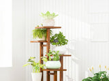 5 Tiers Vertical Bamboo Plant Stand Staged Flower Shelf Rack Outdoor Garden V63-837921
