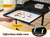 i.Pet 158cm Bird Cage Aviary Parrot Budgie Stand Wheels Black PET-BIRDCAGE-H158-BK