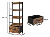 Levede Bookshelf Narrow Bookcase 5 Tier Storage with Drawer Living Room Brown CH1188-5-AU
