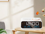 Alarm Clock Radio Multifunctional LED Music Timing Rechargeable FM Radio Alarm Clock for Home White V1294-YM0706-3115230065011