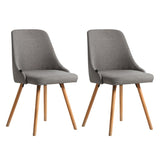 Artiss Dining Chairs Set of 2 Fabric Wooden Grey UPHO-D-DIN203A-GYX2