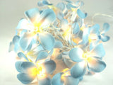 1 Set of 50 LED Tropical Blue Frangipani Flower Battery 5m LONG String Lights Christmas Gift Home V382-BLUEFRANGIBATT50