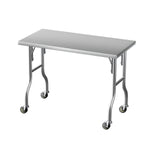 Cefito Stainless Steel Kitchen Benches Work Bench Wheels 122X61CM 430 SSKB-430S-WHEEL-FLD-48