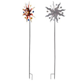 Sun Windmill Iron Weather Resistant Decorative Flower Wind Spinner with Ground Stake for Patio Yard V1294-YM0523-3115220010211
