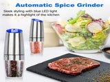 Salt and Pepper Grinder Electric Gravity Grinder, Refillable Automatic One-Hand Operated Mill Set V1192-AZ-W-13157
