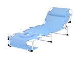 Gardeon Sun Lounger 5 Position Folding Tanning Chair with Face Hole Blue FF-LOUNGE-HOLE-BU