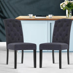 Artiss Dining Chairs Set of 2 Linen Parsons Chair Dark Grey UPHO-C-DIN-1026-GYX2