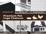 i.Pet Chicken Coop Rabbit Hutch Extra Large Wooden Run Cage House With Run Cage PET-CH-3TRAY-GR-AB