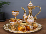 Vintage Palace Style Liquor Serving Set - Metal Pot, 6 Cups & Tray V888-ELOSUNG26392