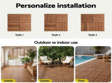 Gardeon 27PCS Wood Deck Tiles 30x30cm Interlocking Floor Tiles for Patio Balcony Garden GD-WT-27PCS-BR