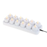 Rechargeable LED Flickering Flameless Candles Tealight Candles Lights with Frosted Cups Charging V1294-YM0901-H19839UK