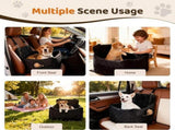 Portable Pet Car Seat Booster for Small Dogs and Cats, Elevated Design with Safety Belts and Storage V1107-CS-1782891276190GA