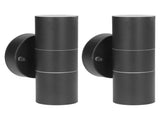2Pcs GU10 Stainless Steel Outdoor Wall Sconce Waterproof LED Cylinder Up Down Wall Light for Yard V1294-YM0715-3119210323212