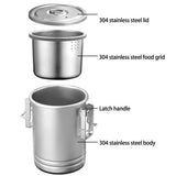 Stainless Steels Steaming Pots Camping Hiking Rice Cooker Rice Soup Outdoor Cookware Travel V1369-AZ3-W-13748