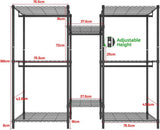CARLA HOME Heavy Duty Clothing Garment Rack Organizer with Hanging Rods & Storage Shelves for V178-36179