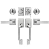 Double Door Handle Set, Satin Nickel Square Door Lever, Heavy Duty Double Front Door Handle Set with V952-SMSBDMNDSFXLP6JSTV0